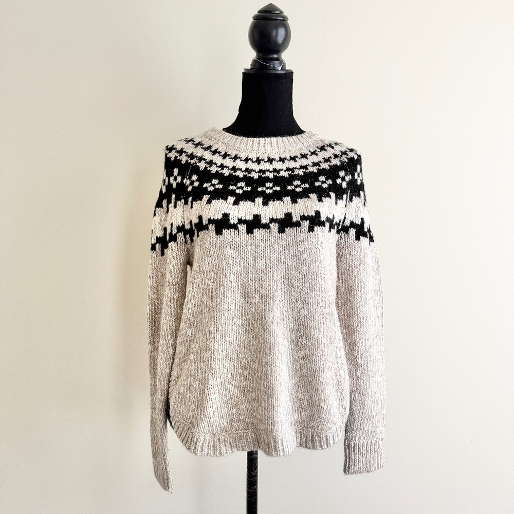 Vintage Madewell Knitted Fair Isle Nordic Sweater – Size Small, wool blend